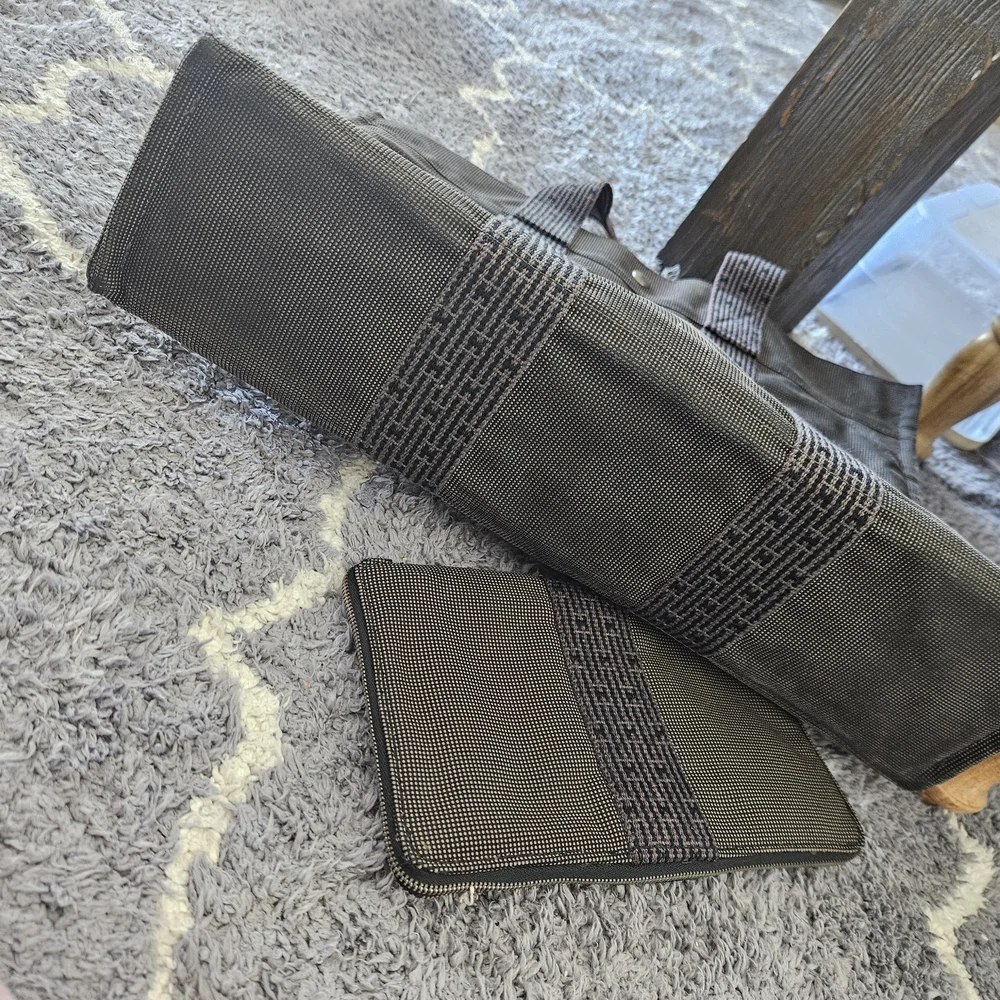 Hermes Canvas Tote Bag with Hermes Matching Wallet - Picture 15 of 16